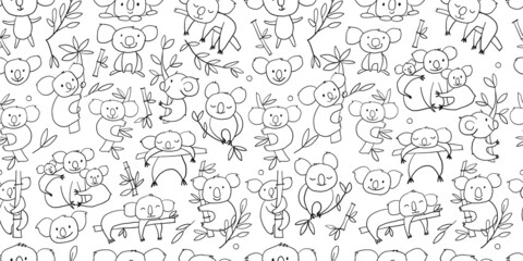 Fototapeta na wymiar Cute Koala Family. Seamless Pattern for your design