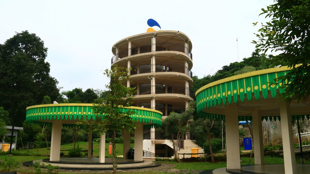 Depok, Indonesia - December 30, 2021: Tower at Alun-Alun Depok or Green Open Space.