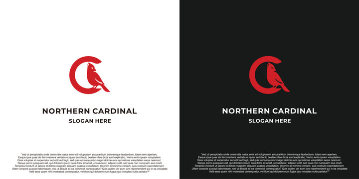 Flat Cardinal Bird Logo Design.