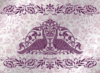 peacocks, feathers ,wedding card design, royal India	