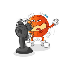 basketball in front of the fan character. cartoon mascot vector