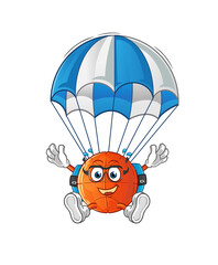 basketball skydiving character. cartoon mascot vector