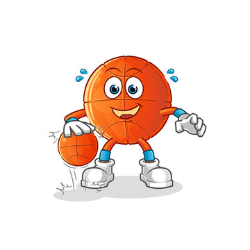 basketball dribble basketball character. cartoon mascot vector