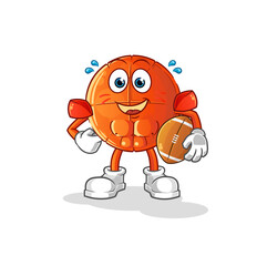 basketball playing rugby character. cartoon mascot vector