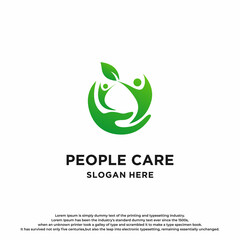 Creative People Care with Green Leaf Logo Design.
