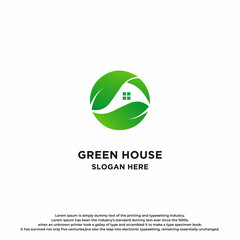 Obraz premium Green House with Leaf Logo Design.