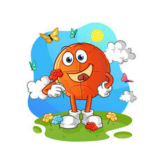 basketball pick flowers in spring. character vector