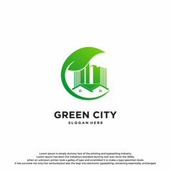 Premium Real Estate Green City Logo Design.