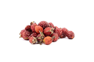 Dried rose hip berries isolated on white