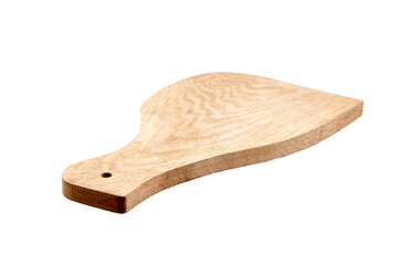 Ham wooden cutting board isolated on white