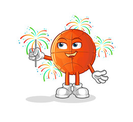 basketball with fireworks mascot. cartoon vector