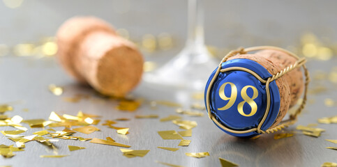 Champagne cap with the Number 98 - obrazy, fototapety, plakaty
