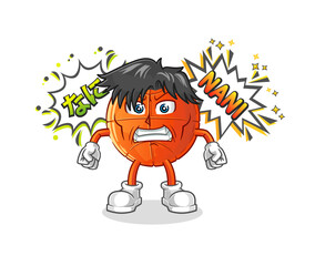 basketball anime angry vector. cartoon character