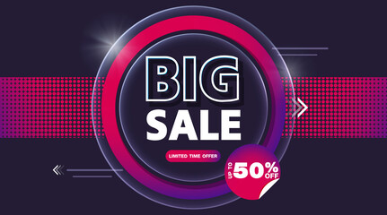 Big sale banner with circle abstract shapes .