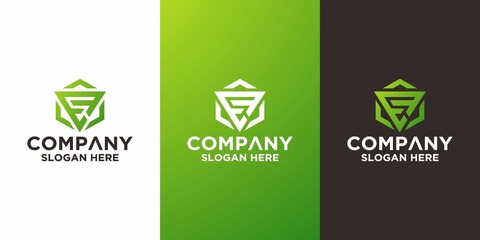 S Logo monogram with triangle and hexagon modern design template