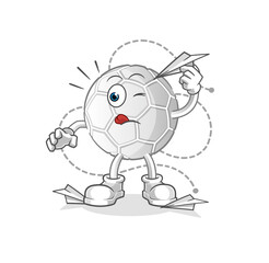 hand ball with paper plane character. cartoon mascot vector