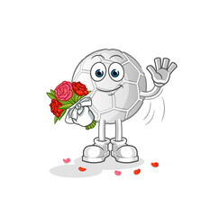 hand ball with bouquet mascot. cartoon vector