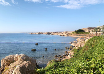 Fototapeta na wymiar View of the beach in Sharm El Sheikh, Egypt.