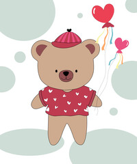 Vector illustration collection Of cute little bears designed with doodle style in valentine's theme. For cards, covers, backgrounds, t-shirt designs, mugs, pillow patterns, prints, gifts and more 