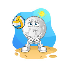 hand ball play volleyball mascot. cartoon vector