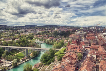 Fototapeta na wymiar Old town of Bern in Switzerland in spring 2021
