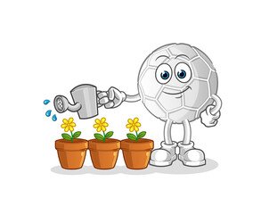 hand ball watering the flowers mascot. cartoon vector