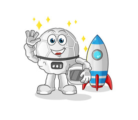 hand ball astronaut waving character. cartoon mascot vector