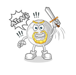 hand ball knights attack with sword. cartoon mascot vector