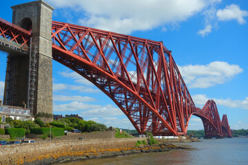 View of Historic 1890-built Forth Rail Bridge from North Queensferry.