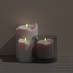 3d candels. Romantic night candlelight