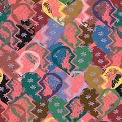 Seamless pattern, broken hearts. Design for decoration