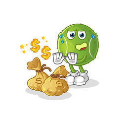 tennis ball refuse money illustration. character vector