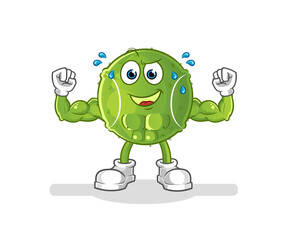 Obraz premium tennis ball muscular cartoon. cartoon mascot vector