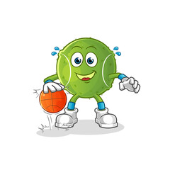 tennis ball dribble basketball character. cartoon mascot vector