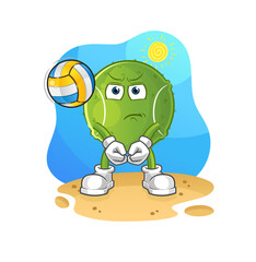 tennis ball play volleyball mascot. cartoon vector
