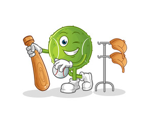 tennis ball playing baseball mascot. cartoon vector