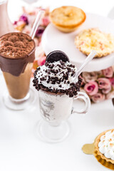 Delicious Sweet Bakery Patisserie Food Menu Gourmet Meal Dessert Chocolate Strawberry Lemon Flour Cake Pie Piece Chicken Fry Cheese Pizza Bread Still Product Carnival Mardi Gras Theme