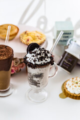 Delicious Sweet Bakery Patisserie Food Menu Gourmet Meal Dessert Chocolate Strawberry Lemon Flour Cake Pie Piece Chicken Fry Cheese Pizza Bread Still Product Carnival Mardi Gras Theme