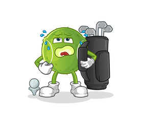 tennis ball with golf equipment. cartoon mascot vector