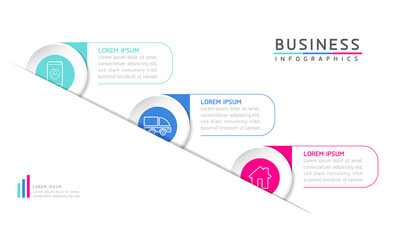 Obraz premium vector illustration infographic design template with 3 options or steps. used in presentation In business or marketing