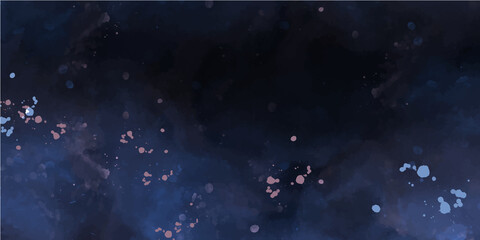 Fondo banner abstracto, concepto del cielo, universo,  textura de acuarela en tonos azules, rosas y morados. Recurso gráfico con espacio para texto © Laura Bustos