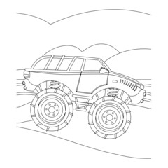 Monster truck vector illustration kids activity coloring pages © Litonmiya