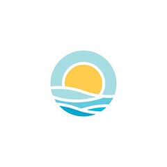 Sun wave logo design illustration vector template
