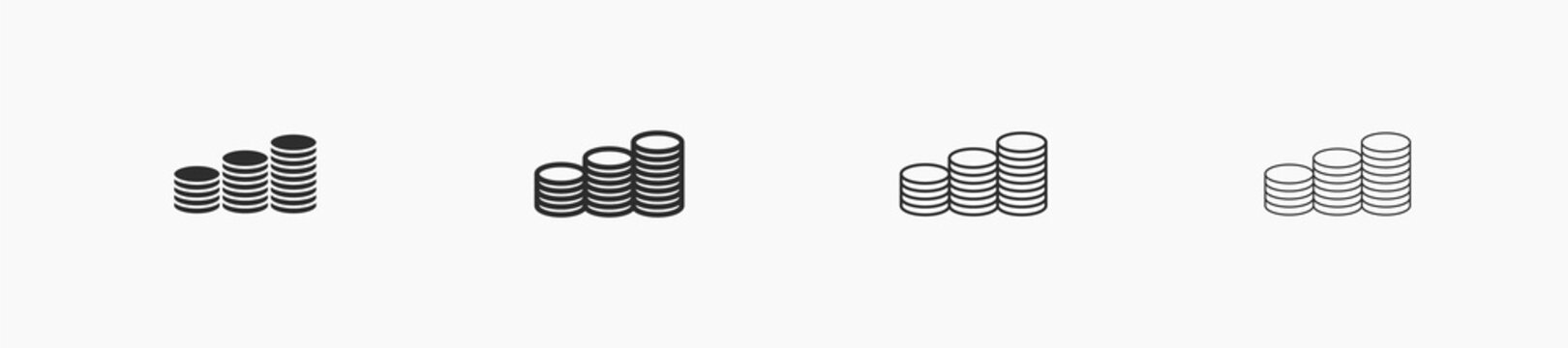 Flat stack of coins vector illustration. Salary and payment template for business and credit. Black outlines and editable stroke. Stack of coins illustration design
