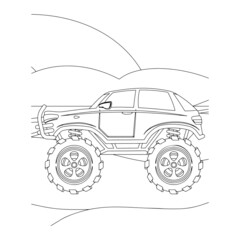 Monster truck vector illustration kids activity coloring pages © Litonmiya
