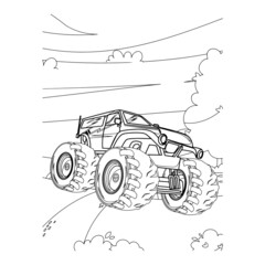 Monster truck vector illustration kids activity coloring pages © Litonmiya
