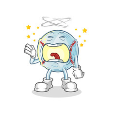 baseball yawn character. cartoon mascot vector