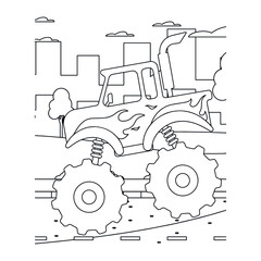 Monster truck vector illustration kids activity coloring pages © Litonmiya