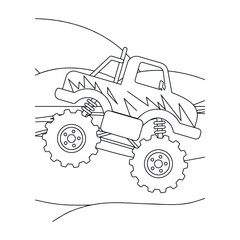 Monster truck vector illustration kids activity coloring pages © Litonmiya