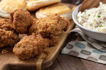 Crispy fried chiken leg and thigh